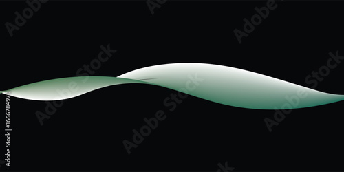 Abstract black background with smooth green gradient wave shapes, flowing modern design.
