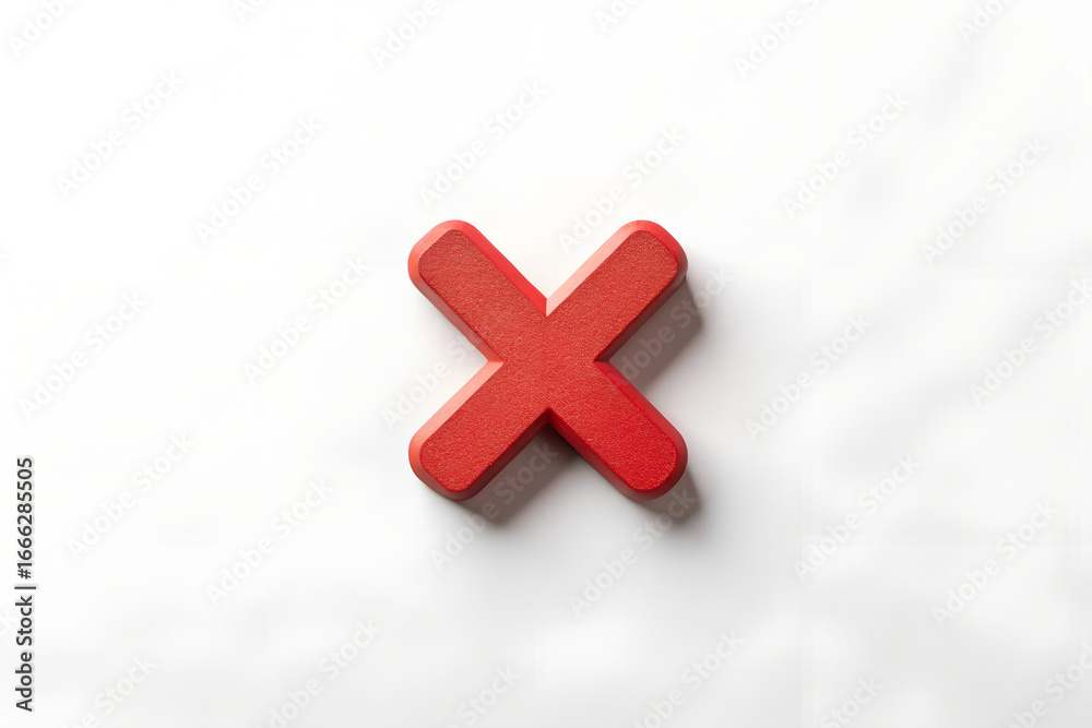 Obraz premium Red “X” Symbol on White Background Indicating Error or Rejection PNG