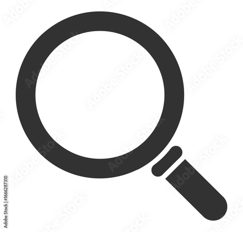 Magnifying glass search icon on transparent background