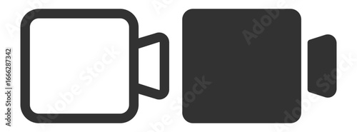 Video camera icon set on transparent background