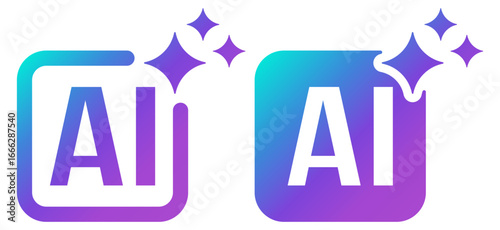 AI logo icon, artificial intelligence sparkle symbol, gradient technology design, modern vector sign for apps and websites on transparent background