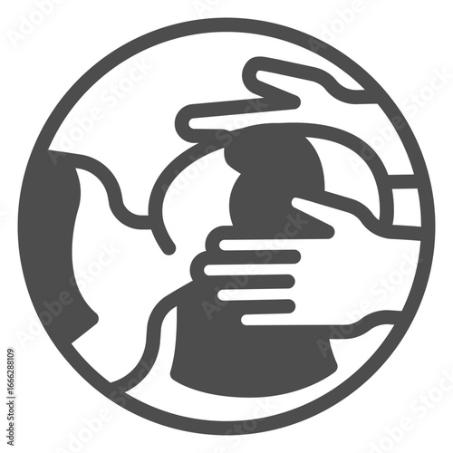 Woman head hair with eyes mask and masseur hands solid icon, spa massage concept. Vector graphics. Massaging client head sign on white background, glyph style icon for mobile or web design.
