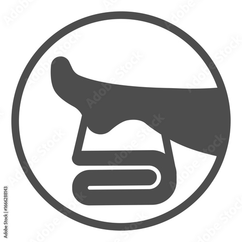 Leg on towel solid icon, spa massage concept. Vector graphics. Towel with woman leg, foot therapy bubble sign on white background, glyph style icon for mobile or web design.