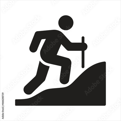Hiking icon. Vector and glyph