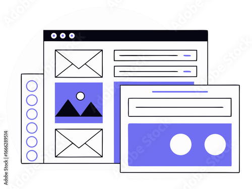 Graphic user interface showcasing digital content layout design  