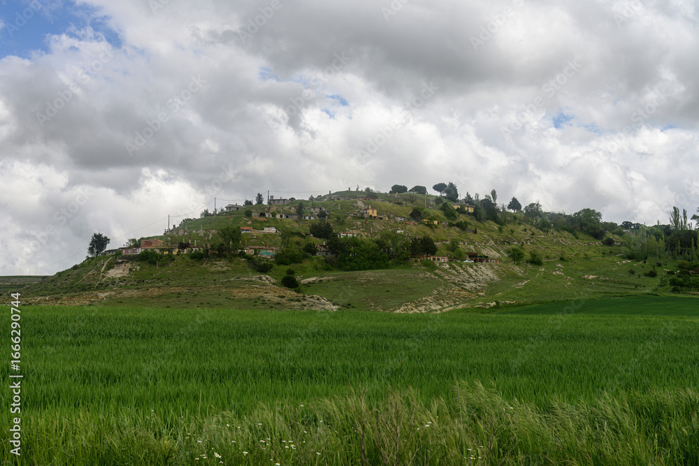Obraz premium Traditional hillside wine cellars in Autilla del Pino, Palencia