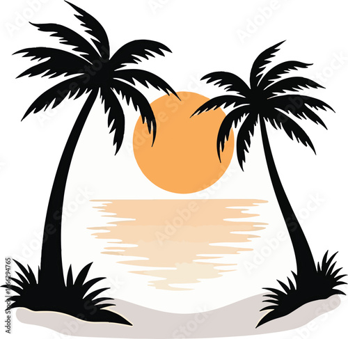 vector illustration of a tropical island