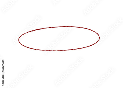 Dynamic red hand-drawn circle with layered effect creates a bold outline graphic element on transparent background