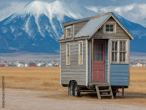A tiny house on wheels park...