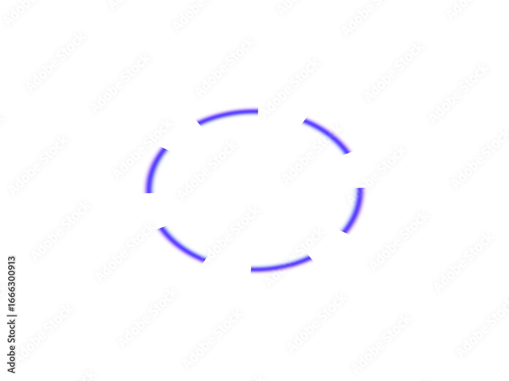 Naklejka premium A dashed purple circle outline isolated on a transparent background, representing a fragmented or incomplete abstract design element