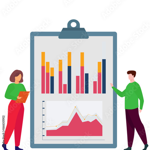 Businessman doing data analysis Illustration