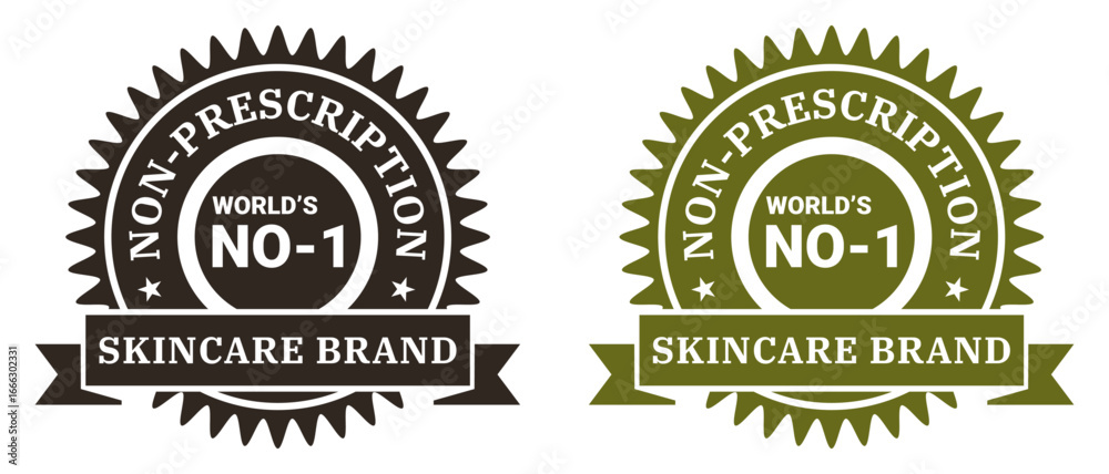 Naklejka premium Non-Prescription Skincare Brand Badge Icon Worlds Number One Label Design