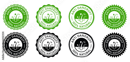 Anti Dandruff Badge Icon Natural Hair Care Product Label Design