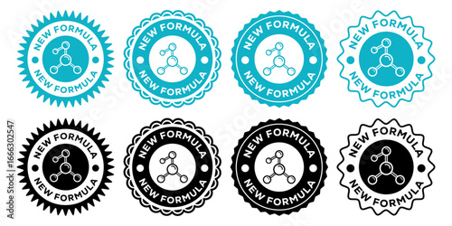 New Formula Badge Icon Science Molecule Innovation Product Label Design