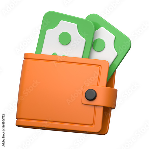 Cash wallet, icon of wallet having currency in 3d design style