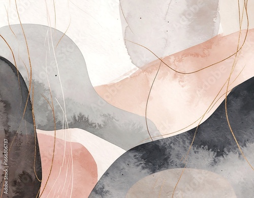 Abstract composition of muted tones and flowing lines, creating a serene and elegant design.