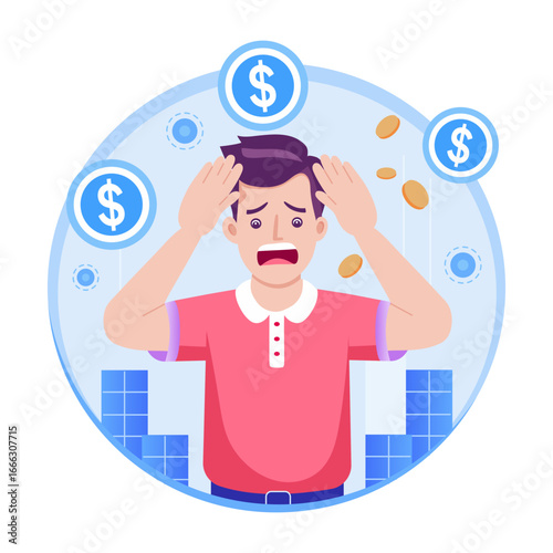 A flat style illustration showing payment failed