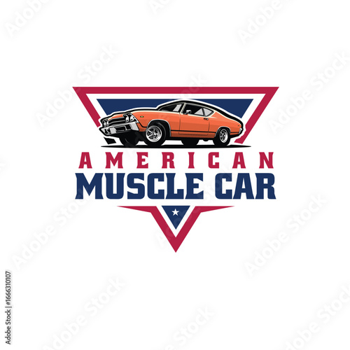 American muscle car emblem logo badge ready made vector isolated