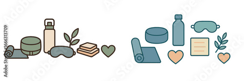 Wellness and relaxation items vector illustration for self-care