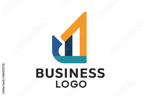 Modern business logo design with abstract arrow and growth chart elements, vector illustration on transparent background, corporate branding and financial success concept