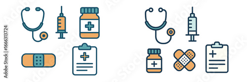 Collection of medical icons for healthcare and wellness purposes