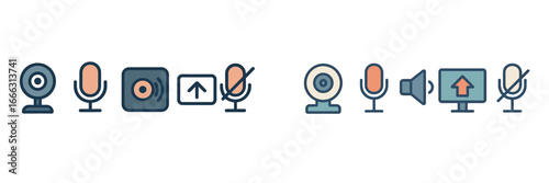 Music recording equipment and audio tools in vector illustration