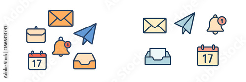 Vector illustration of inbox notifications and calendar reminders