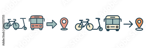 Sustainable transport: bikes, scooters, buses, navigation