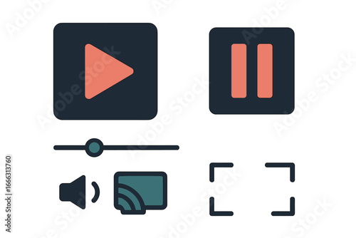 Vector illustration of multimedia control buttons in modern design