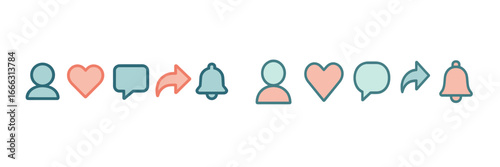 Vector illustration of user interface icons with engagement symbols