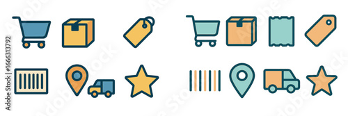 Vector illustration of shopping and delivery icons in modern design