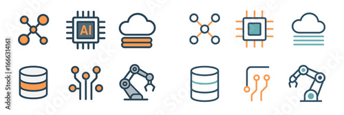 AI concepts illustrated by modern technology symbols