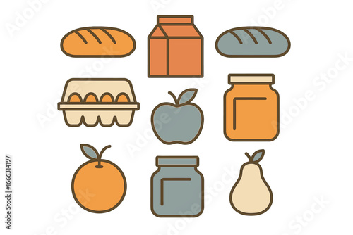 Grocery items in a colorful vector illustration for food lovers