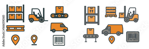 Vector illustration of logistics and warehousing activities