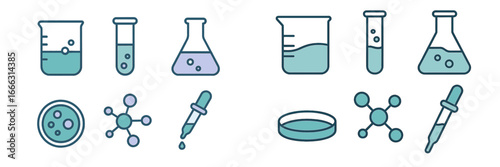 Laboratory equipment and chemical symbols in vector illustration