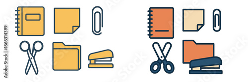 Creative vector illustration of office supplies on a desk