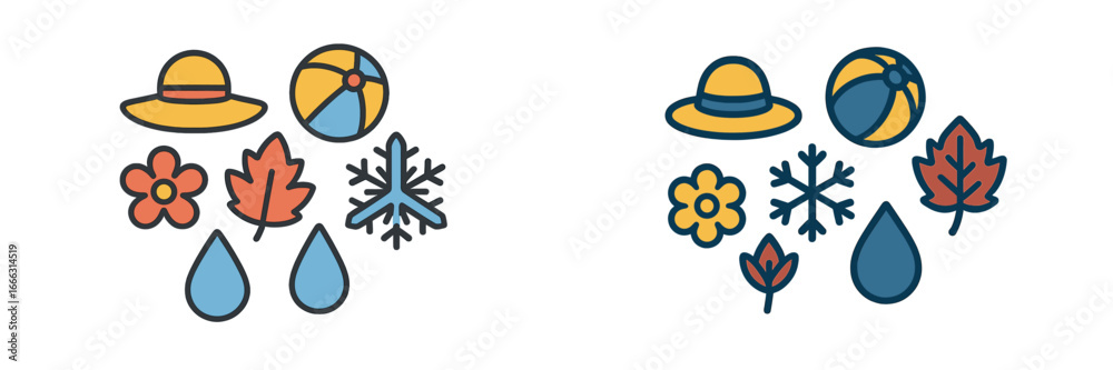 Obraz premium Seasonal elements in vector illustration for creative projects