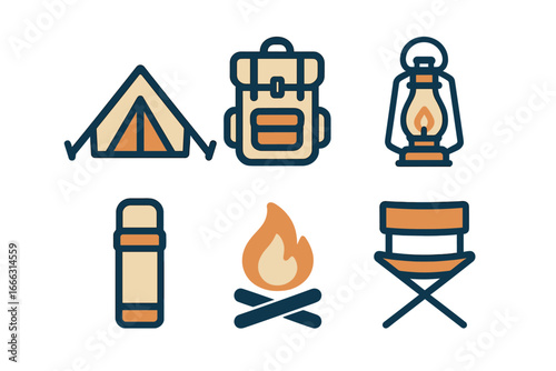Vector illustration of camping essentials for outdoor adventures