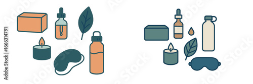 Essential skincare products in a vector illustration for wellness