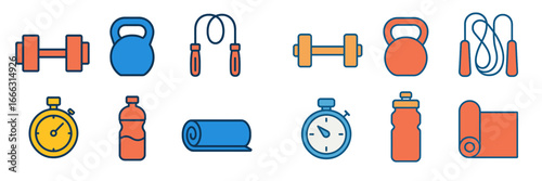 Fitness gear collection including weights and accessories for workouts