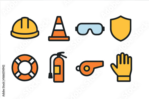 Safety equipment and symbols for construction and emergency situations