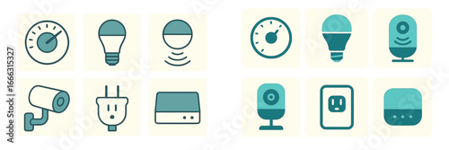 Smart home icons for energy management and security systems