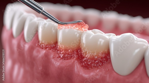 Professional 3D Render of Teeth Cleaning Procedure Removing Tartar and Plaque