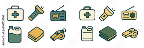 Essential emergency preparedness items in vector illustration format