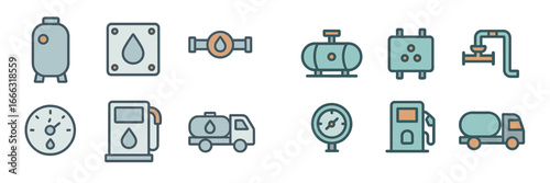 Vector illustration of fuel and water supply equipment in use