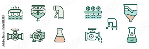 Vector art of water treatment processes and equipment