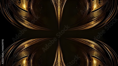 abstract fractal background with gold ornament