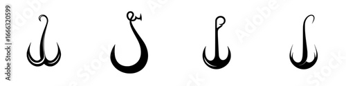 Unique collection of fishing hooks displayed in various designs on a white background