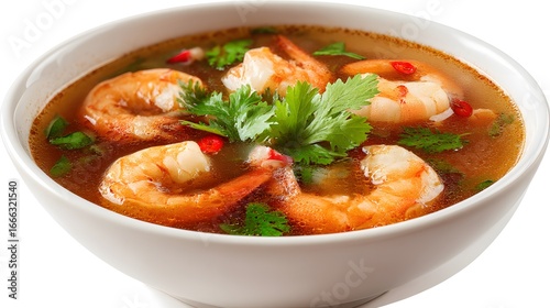 Delicious Shrimp Tom Yum Soup Bowl on White Background for Culinary Concepts