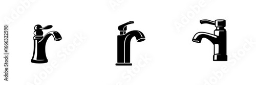 Variety of faucet designs showcasing modern and classic styles in black and white